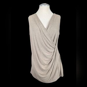 NIC+ZOE Taupe Draped Sleeveless Wrap-Style Top